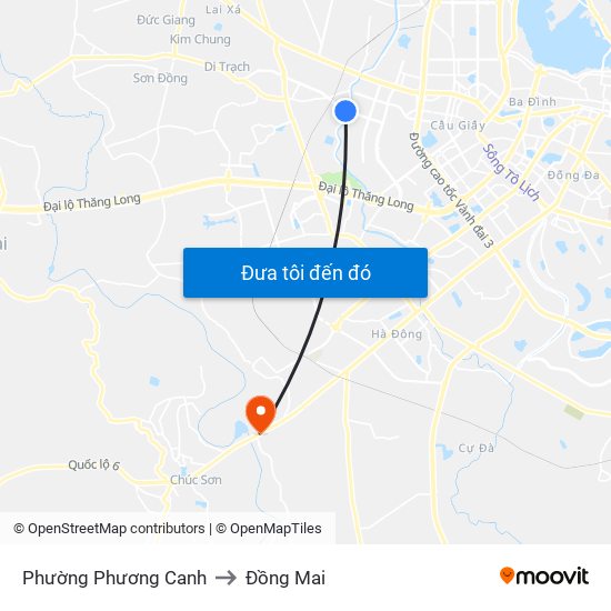 Phường Phương Canh to Đồng Mai map