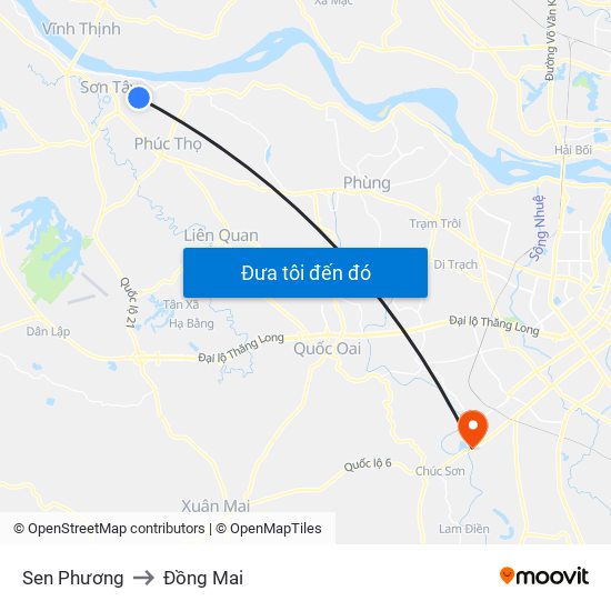 Sen Phương to Đồng Mai map