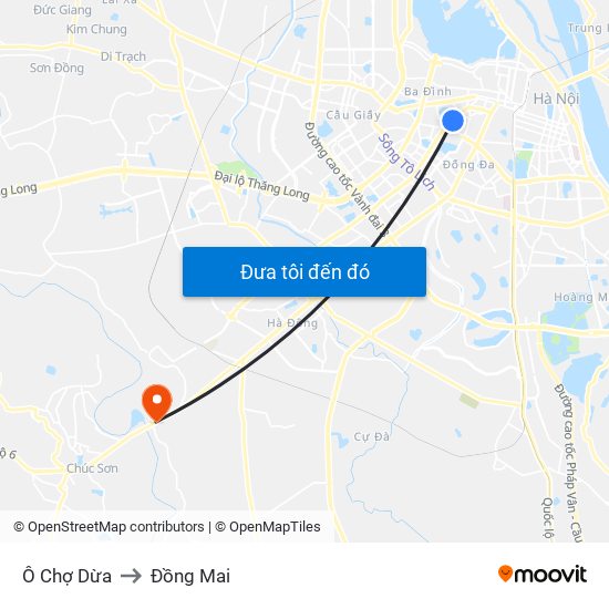 Ô Chợ Dừa to Đồng Mai map