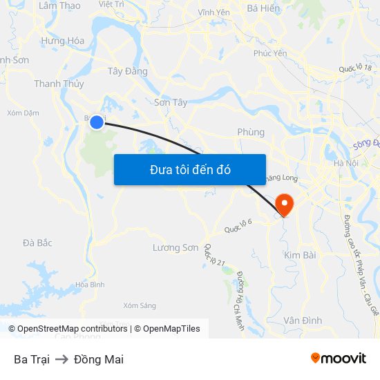 Ba Trại to Đồng Mai map