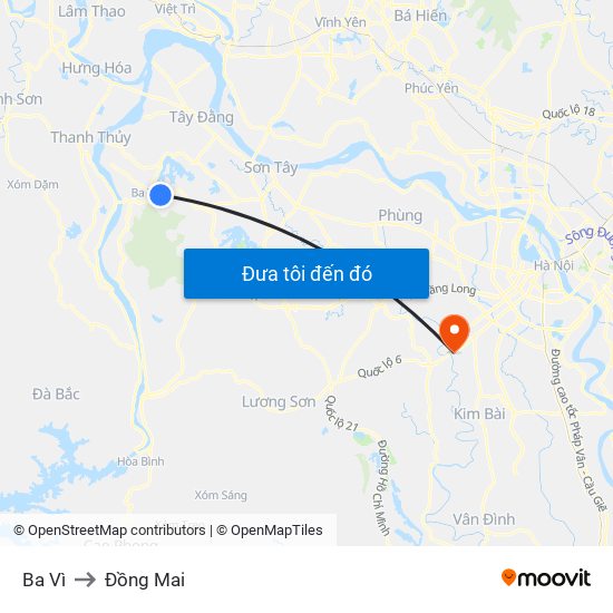 Ba Vì to Đồng Mai map