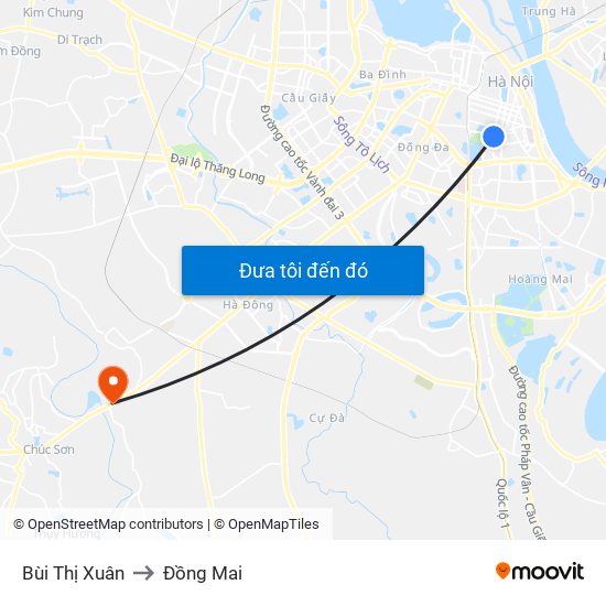 Bùi Thị Xuân to Đồng Mai map