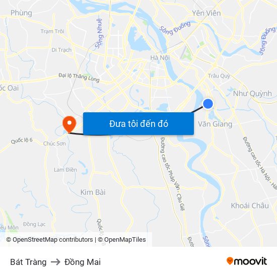 Bát Tràng to Đồng Mai map