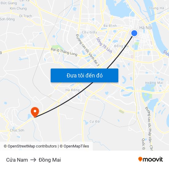 Cửa Nam to Đồng Mai map
