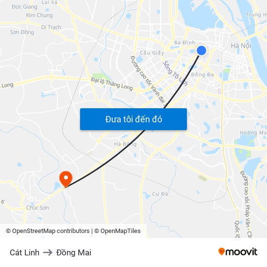 Cát Linh to Đồng Mai map