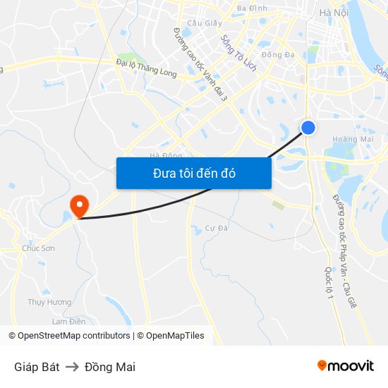 Giáp Bát to Đồng Mai map