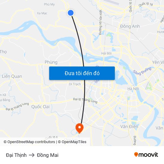 Đại Thịnh to Đồng Mai map