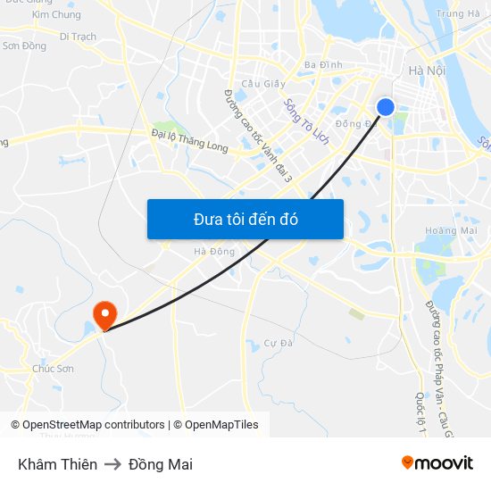 Khâm Thiên to Đồng Mai map