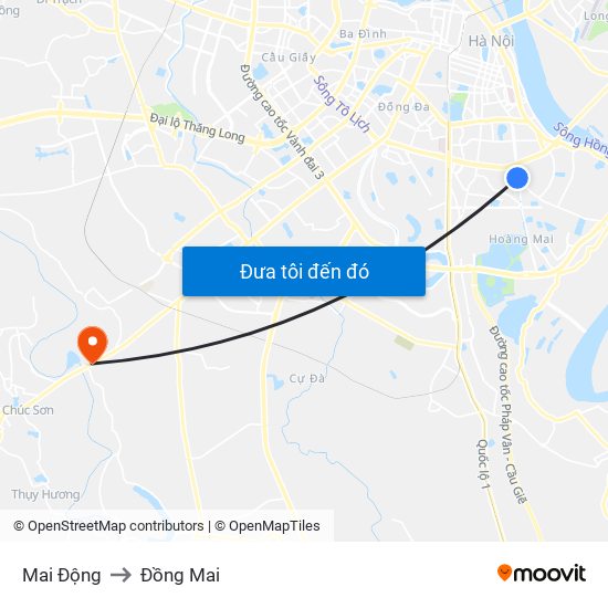 Mai Động to Đồng Mai map