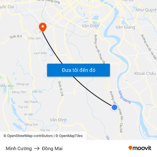 Minh Cường to Đồng Mai map