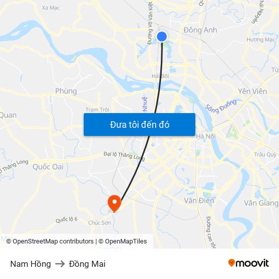 Nam Hồng to Đồng Mai map