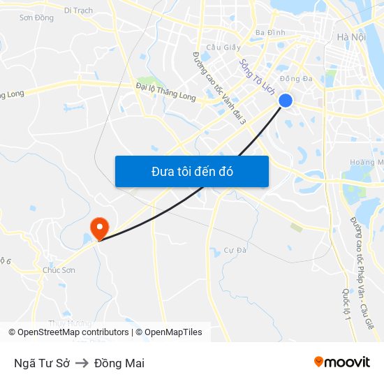 Ngã Tư Sở to Đồng Mai map