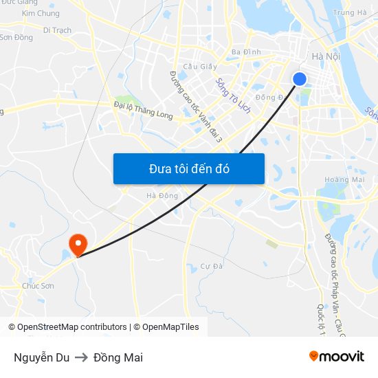 Nguyễn Du to Đồng Mai map