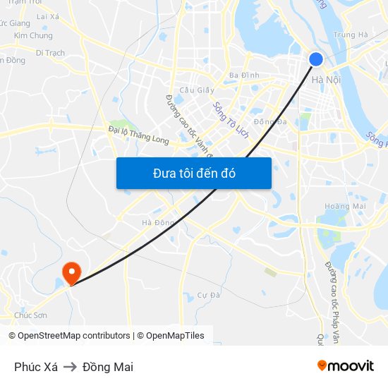 Phúc Xá to Đồng Mai map
