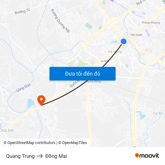 Quang Trung to Đồng Mai map