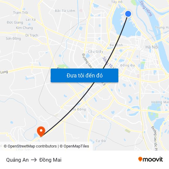 Quảng An to Đồng Mai map