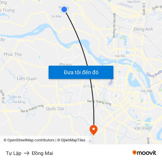 Tự Lập to Đồng Mai map