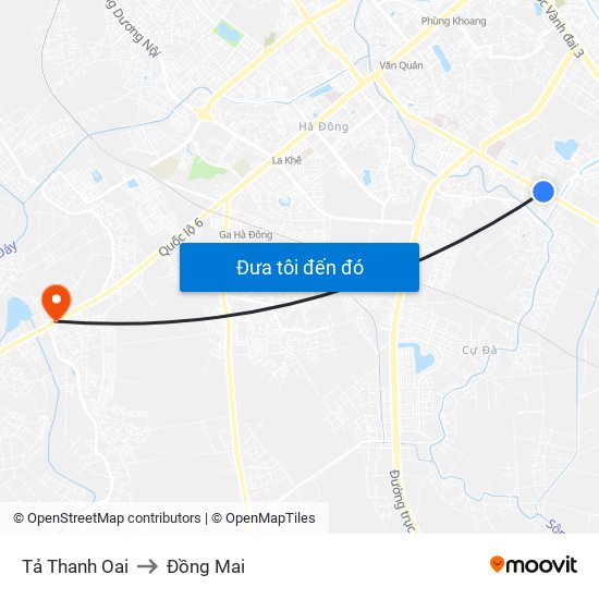 Tả Thanh Oai to Đồng Mai map