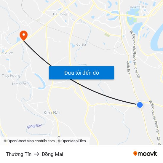 Thường Tín to Đồng Mai map