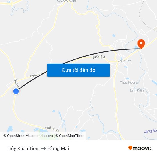 Thủy Xuân Tiên to Đồng Mai map