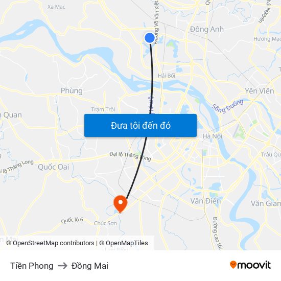 Tiền Phong to Đồng Mai map