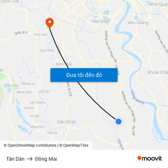 Tân Dân to Đồng Mai map