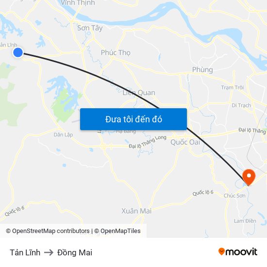 Tản Lĩnh to Đồng Mai map