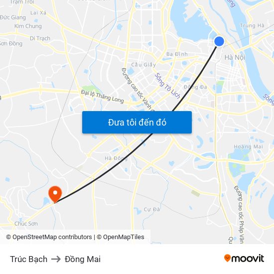 Trúc Bạch to Đồng Mai map