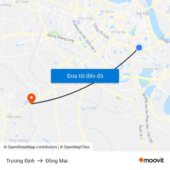 Trương Định to Đồng Mai map