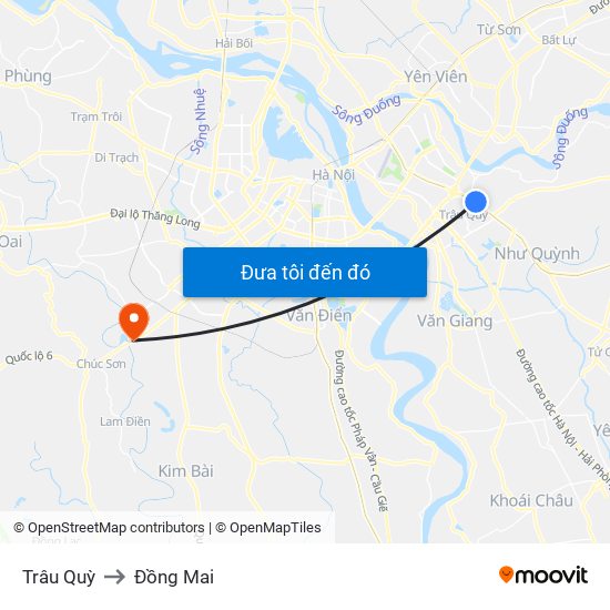 Trâu Quỳ to Đồng Mai map
