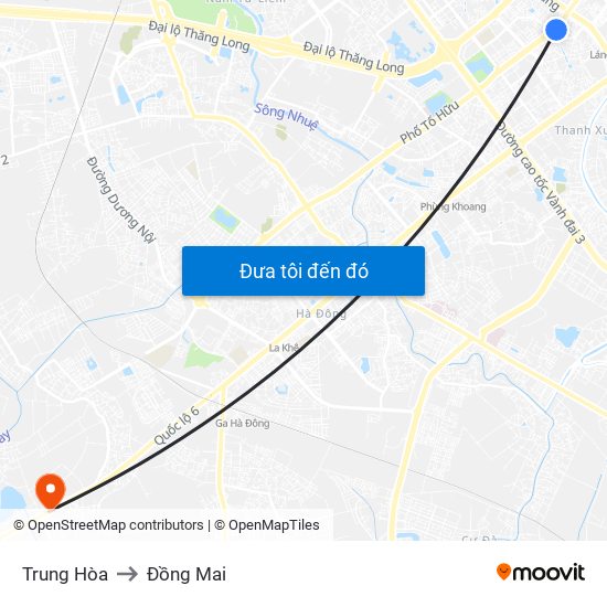 Trung Hòa to Đồng Mai map