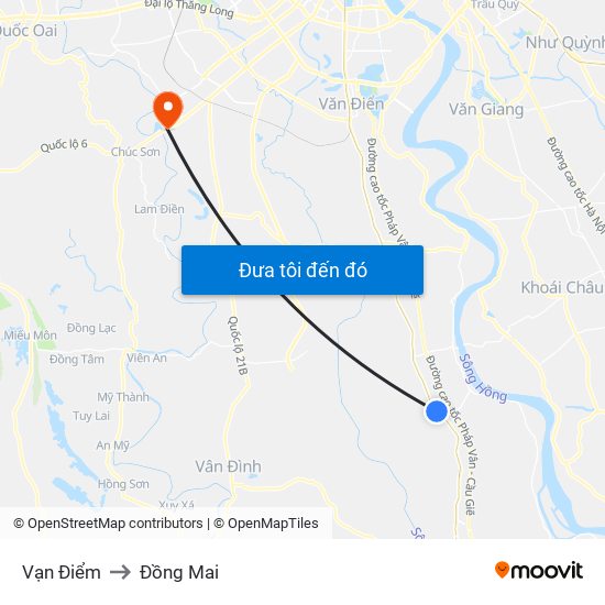 Vạn Điểm to Đồng Mai map