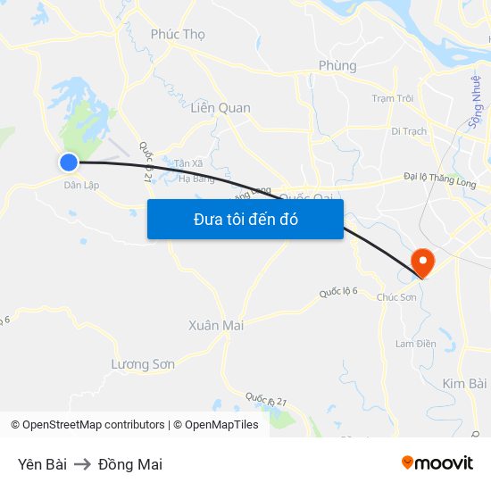 Yên Bài to Đồng Mai map