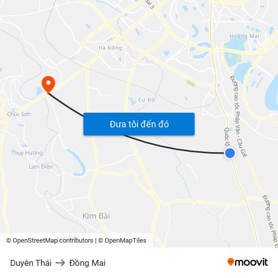 Duyên Thái to Đồng Mai map