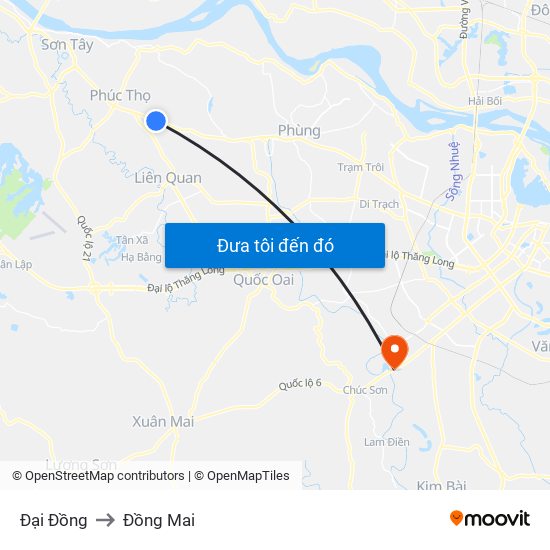Đại Đồng to Đồng Mai map