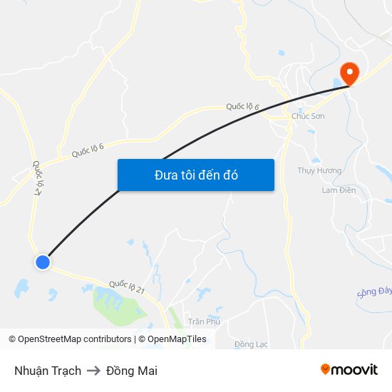 Nhuận Trạch to Đồng Mai map