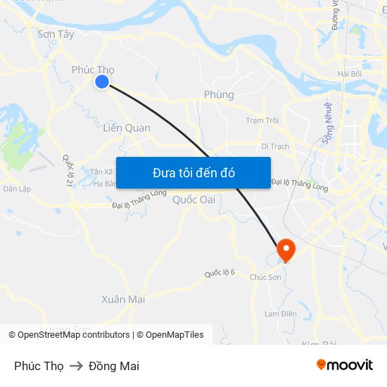 Phúc Thọ to Đồng Mai map