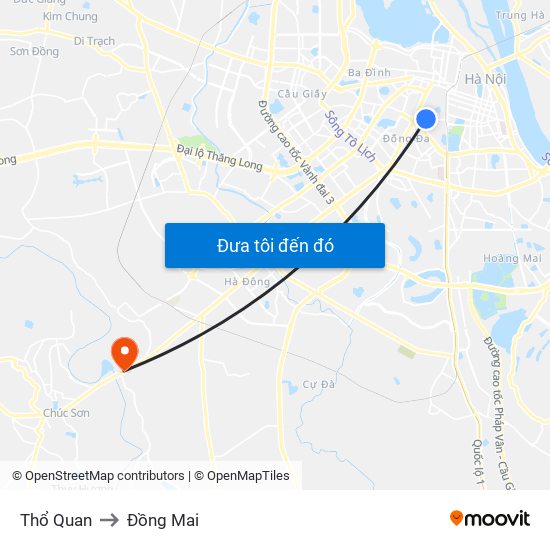 Thổ Quan to Đồng Mai map