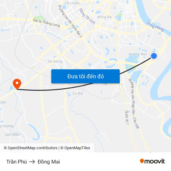 Trần Phú to Đồng Mai map