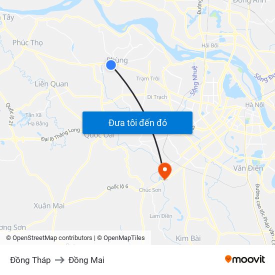 Đồng Tháp to Đồng Mai map