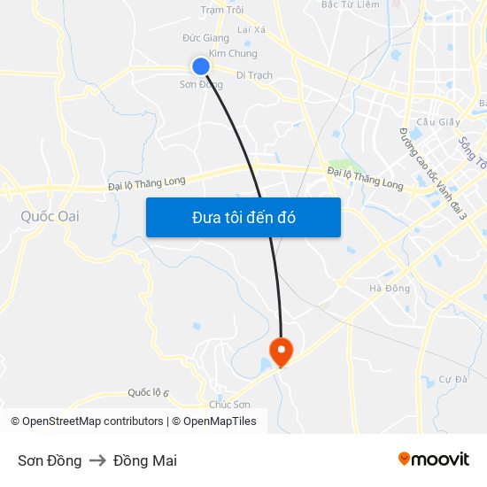 Sơn Đồng to Đồng Mai map