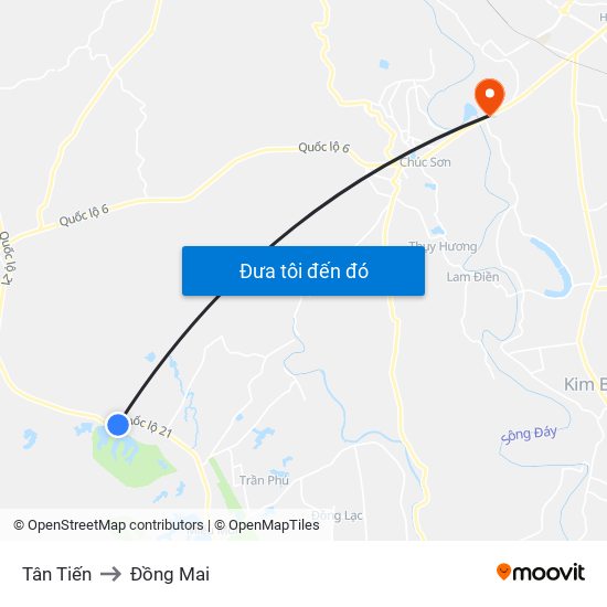 Tân Tiến to Đồng Mai map