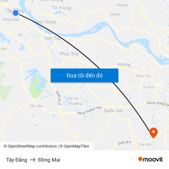 Tây Đằng to Đồng Mai map