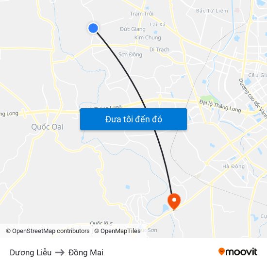 Dương Liễu to Đồng Mai map