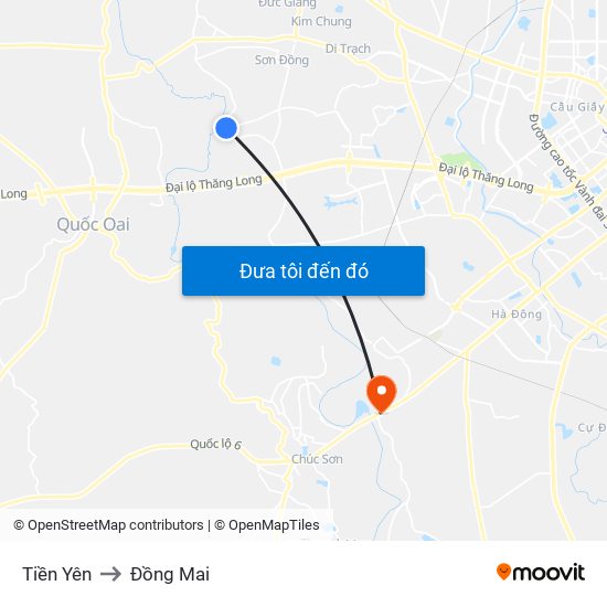 Tiền Yên to Đồng Mai map