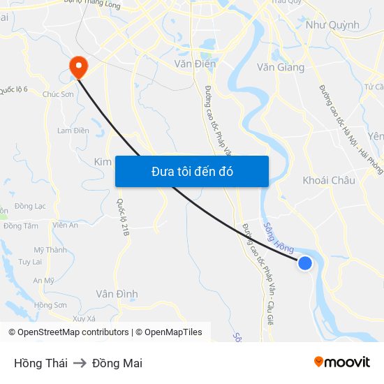 Hồng Thái to Đồng Mai map