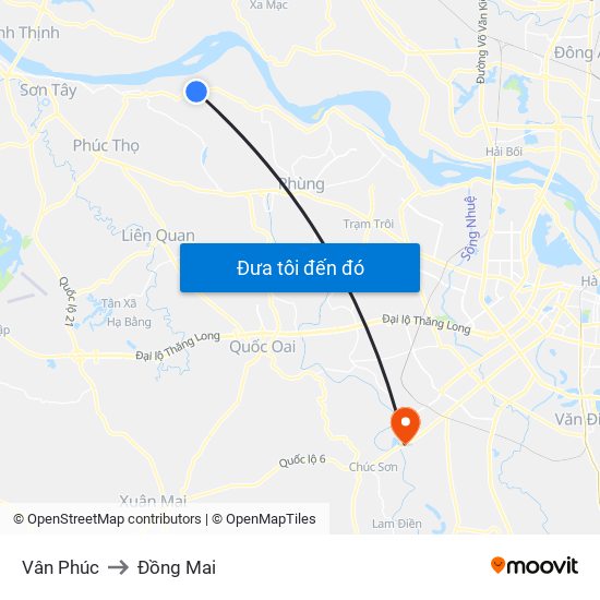 Vân Phúc to Đồng Mai map