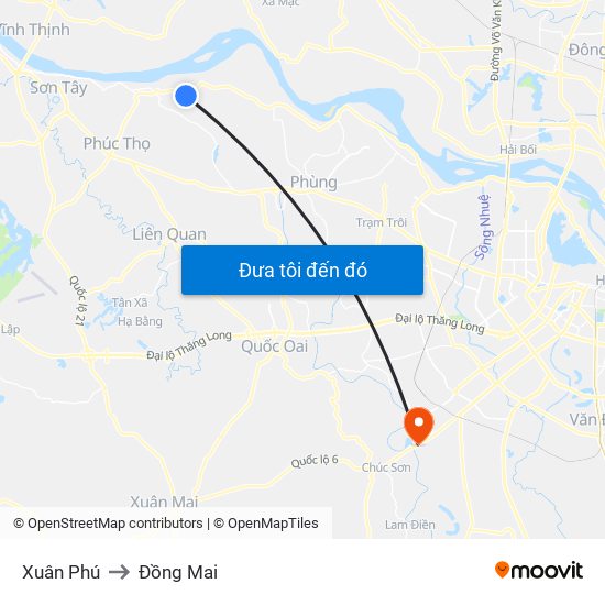 Xuân Phú to Đồng Mai map