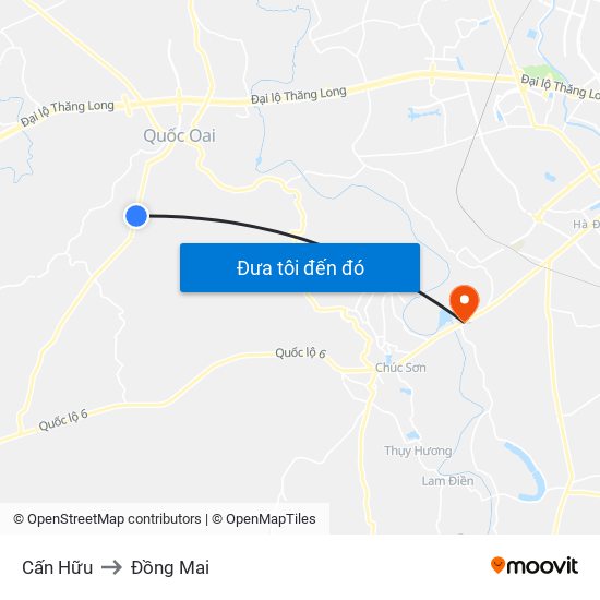 Cấn Hữu to Đồng Mai map