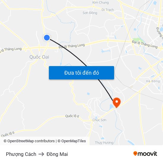 Phượng Cách to Đồng Mai map